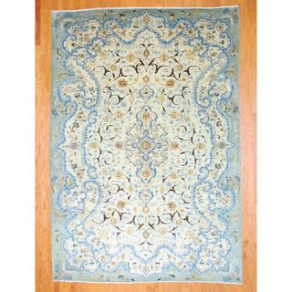 Persian Hand knotted Kashan Light Green/ Green Wool Rug (8' x 11'7) 7x9   10x14 Rugs