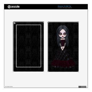 Cute & Creepy Goth Girl Black Kindle Skin