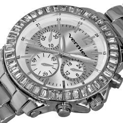 Vernier Women's Large Silver Chrono Look Dial Dual Time Watch Vernier Women's Vernier Watches