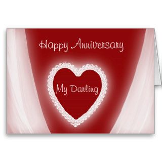 Happy Anniversary My Darling Romantic Red Heart Card