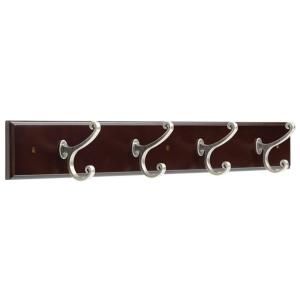 Liberty 27 in. Casual Decorative Hook Rail/Rack with 4 Scroll Hooks in Espresso and Antique Iron 131323.0