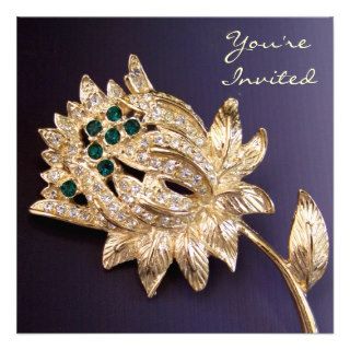 Sparkling Flower Rhinestone Jewelry Invitations