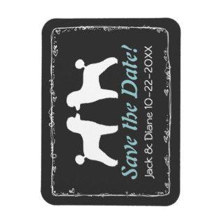 White Toy Poodle Silhouettes Wedding Save the Date Rectangular Magnet