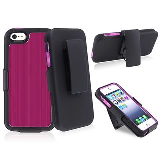 BasAcc Hot Pink Brushed Aluminum Holster with Stand for Apple iPhone 5 BasAcc Cases & Holders