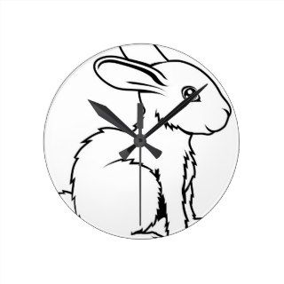 Stylised rabbit illustration wall clock