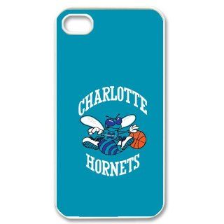 DIY Custom Cover Case with NBA Team Charlotte Hornets logo Mobile Back Case Fits iPhone 4&4s Series Five White Shell Cell Phones & Accessories
