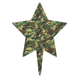Military Camouflage Pattern Brown Yellow Green Cake Picks