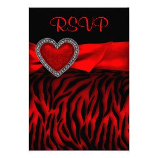 Red Zebra Red Heart RSVP Card Announcements