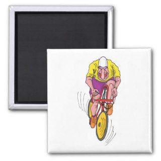 Cycling Race   Funny Bicycle Racing Cartoon Fridge Magnet