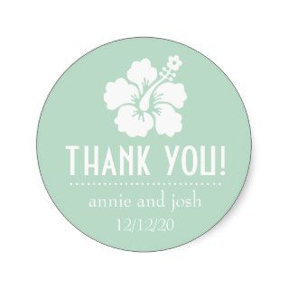 Hibiscus Flower Thank You Labels (Sage Green) Stickers