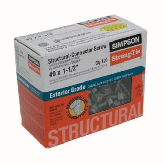 Simpson Strong Tie #9 1 1/2 in. External Hex Flange Hex Head Structural Connector Screw (100 Pack) SD9112R100