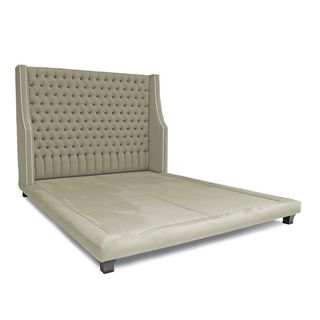 Decenni Custom Furniture 'Taglia' Pumice Micro suede Tufted Platform Bed Beds