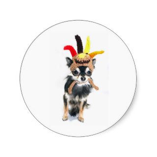 Thanksgiving Turkey Chihuahua Round Sticker