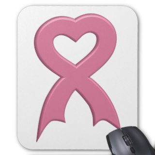 Pink Ribbon Heart 3D Mousepad
