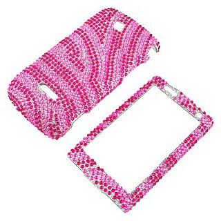 Rhinestones Protector Case for Samsung Sidekick 4G T839, Hot Pink Zebra Stripes Full Diamond Cell Phones & Accessories