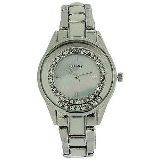 Henley Ladies Floating Crystal Silver Tone & Enamel Bracelet Strap WatchH07220.1 Watches