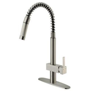 Vigo Single Handle Pull Out Sprayer Kitchen Faucet with Deck Plate in Stainless Steel VG02009STK1