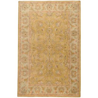 Hand knotted Adalia Gold Wool Traditional Oriental Rug (8'6 x 11'6) Surya 7x9   10x14 Rugs