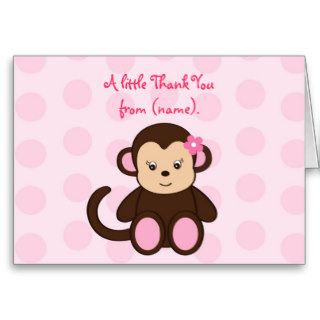 Mod Girl Monkey Personalized Thank You Note Cards