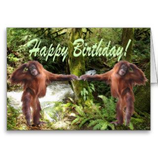 Orangutan Babies in Jungle Birthday Card
