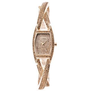 DKNY Women's Crystal Pave Glitz Crossover Bangle Watch DKNY Women's DKNY Watches