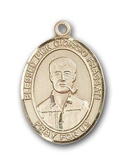 14kt Solid Gold Pendant Blessed Pier Giorgio Frassati Medal 3/4 x 1/2 Inches World Youth Day 8278  Comes with a Black velvet Box Jewelry