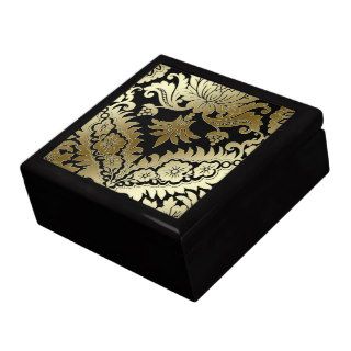 CATALINA DAMASK in GOLD on BLACK Jewelry Boxes