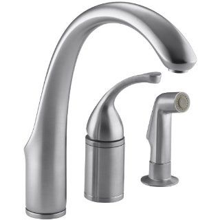 KOHLER K 10430 G Forte Single Control Remote Valve Kitchen Sink Faucet with Sidespray and Lever Handle, Brushed Chrome   Touch On Kitchen Sink Faucets  