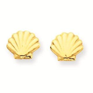 14k Polished Shell Post Earrings   Gold Jewelry Jewelry