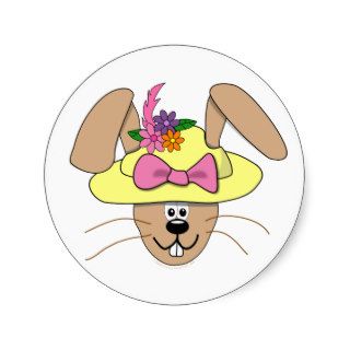 Cute Cartoon Easter Bunny in A Bonnet Sticker