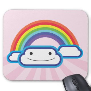 Rainbow Kawaii Pink Background Mouse Pads