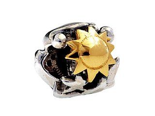 SilveRado(tm) MS263T Sterling Silver/Gold Sun, Moon, Star Bead / Charm Finejewelers Jewelry