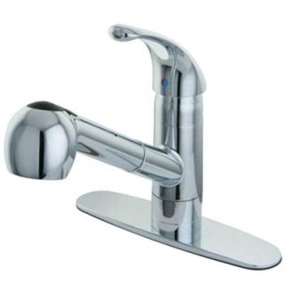 Kingston Brass Traditional Single Handle Pull Out Sprayer Kitchen Faucet in Polished Chrome HGS881NCLSP