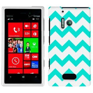 Nokia Lumia 928 Chevron Turquoise and White Pattern Case Cell Phones & Accessories