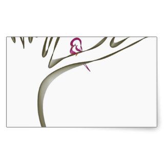 Sweet pink bird sitting in a tree original rectangular sticker