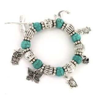 Charm Dangle Stone Bracelet   12mm Beads, Stretch Butterfly Titanium Jewelry Jewelry