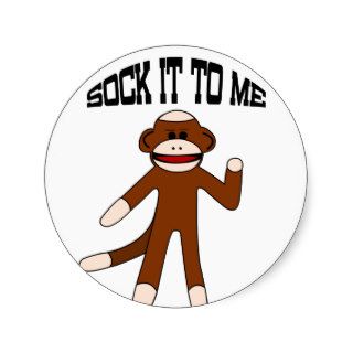 Sock It To Me Sock Monkey Round Sticker