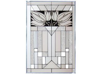 Mission Style White, W 271 Art Glass  Stained Glass Window Panels  
