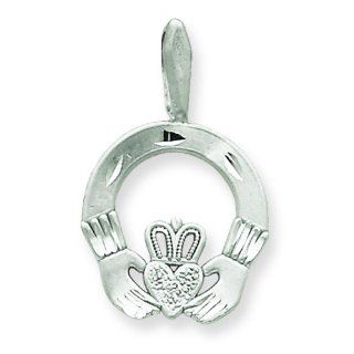 14K White Gold Claddagh Pendant Charm FindingKing Jewelry