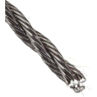 Loos Stainless Steel 302/304 Wire Rope, 3x7 Hollow Core, 1/32" Bare OD, 100' Length, 110 lbs Breaking Strength Cable And Wire Rope