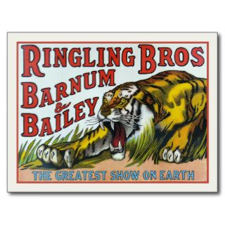 Postcard with Vintage Circus Tiger Print