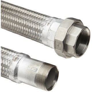 Hose Master Annuflex Stainless Steel 321 Flexible Hose Assembly, 1 1/2" Stainless Steel 304 NPT Male x 150 psi Stainless Steel 304 Female NPT Union Connection, 300 PSI Maximum Pressure, 18" Length, 1 1/2" ID