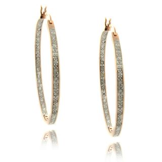 Finesque Rose Gold Overlay 1/4ct TDW Diamond Hoop Earrings (I J, I2 I3) Finesque Diamond Earrings