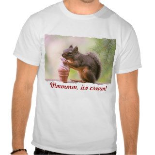 Funny Squirrel Licking Ice Cream Cone Tee Shirt