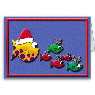 Santa Blowfish Greeting Card