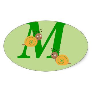 Monagram letter M brian the snail oval stickers