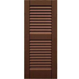 Winworks Wood Composite 15 in. x 36 in. Louvered Shutters Pair #635 Federal Brown 41536635