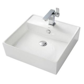 KRAUS Vessel Sink in White with Sonus Vessel Sink Faucet in Chrome C KCV 150 14601CH