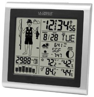 La Crosse Technology 308 1451 Atomic Forecast Station with Fisherman Icon, In/Out Temperature, Humdity, Barometer, Sunrise/Sunset, Dual Alarms   Weather Stations