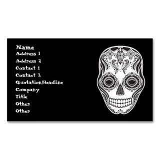 Dia de los Muertos That Girl Skull Diamond Pattern Business Card Template